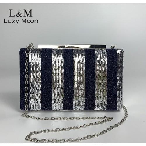 Sequin Clutch Bag For Women Evening Bag Small Luxury Designer Handbag Metal Box Wedding Banquet Exquisite Shoulder Bag X535H