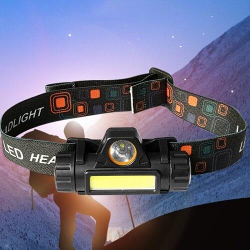 Fast Ship! Portable Mini XPE+COB LED Headlamp USB Rechargeable Camping Head Lamp Fishing Headlight Flashlight Headlamp Torch