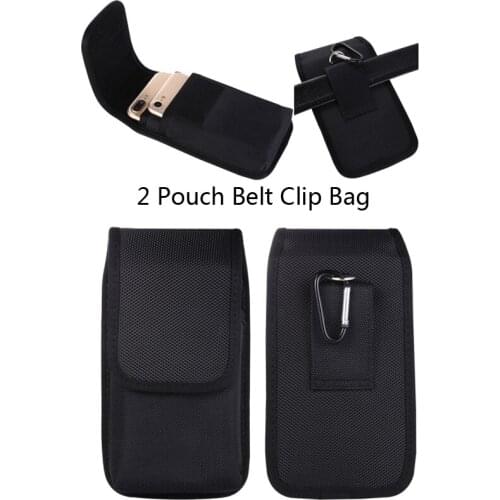 2 Pouch Belt Clip Bag For iPhone 12 11 Pro Max XS Max For Samsung S20 S10 S9 S8 Plus Case Belt Clip Holster Oxford cloth Cover