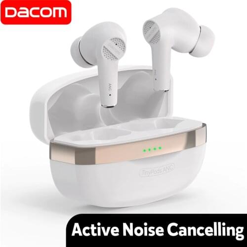 DACOM TinyPods ANC Active Noise Cancelling Earbuds Wireless Headphones AAC Bluetooth Earphones Bass