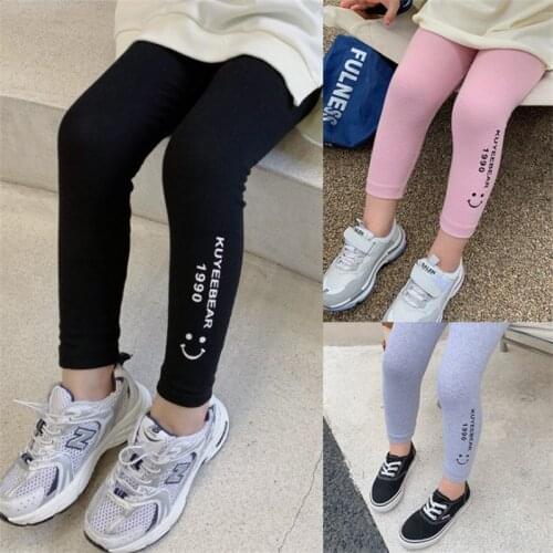 Kids Girls Autumn Tight Leggings Letter Printed Elastic Pants for Toddler Children