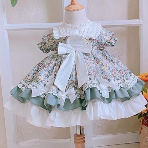 Baby Girl Summer floral Spanish Ball Gown Lolita Palace Princess Dress for Birthday party Casual