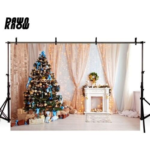 DAWNKNOW Indoor Christmas Tree Photography Background Backdrop Curtain For Family Celebrations Event Photocall Customize lv1151
