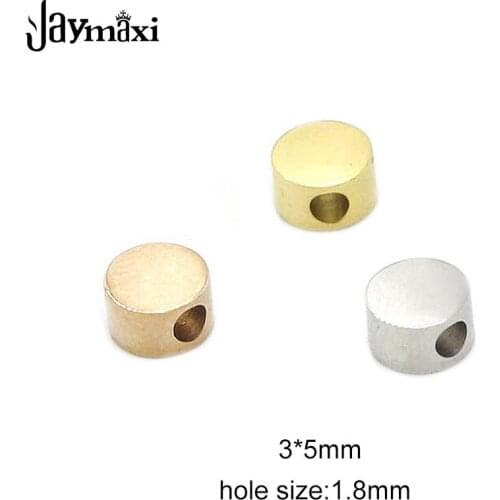 Jaymaxi 1.8mm Mirror Polished Small Hole Bead Stainless Steel Round Circle Bead Charms DIY Jewelry 3*5mm 20piece/lot 3 Colors