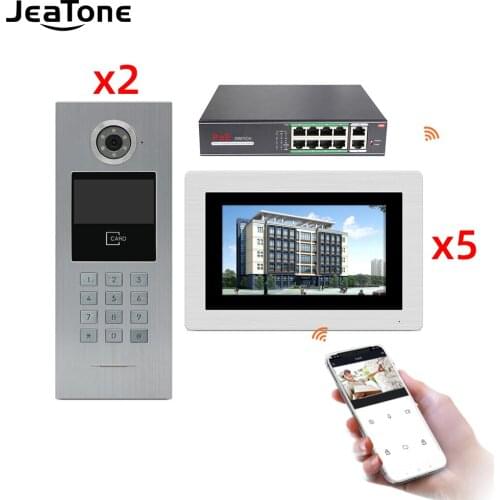7'' Touch Screen Large Building WIFI IP Video Door Phone Intercom POE Switch 2to5 Access Control System Support Password/IC Card
