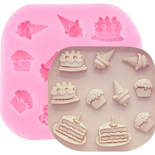 Ice Cream Cone Cupcake Shape Silicone Mold Baby Birthday Cake Decorating Tools Chocolate Fondant Molds Candy Clay Resin Moulds