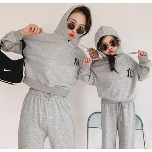 Parent-child Matching Children 2 Piece Suit Boys And Girls Long Sleeve Autumn Clothes Cotton Sweatshirt Suit