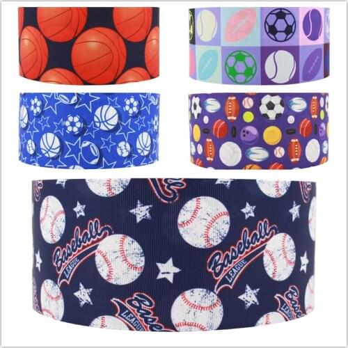 Q&N ribbon 16mm 22mm 25mm 38mm 50mm 75mm Sport cartoon Printed Grosgrain/FOE Ribbon DIY Handmade Materials Decorative Home Text