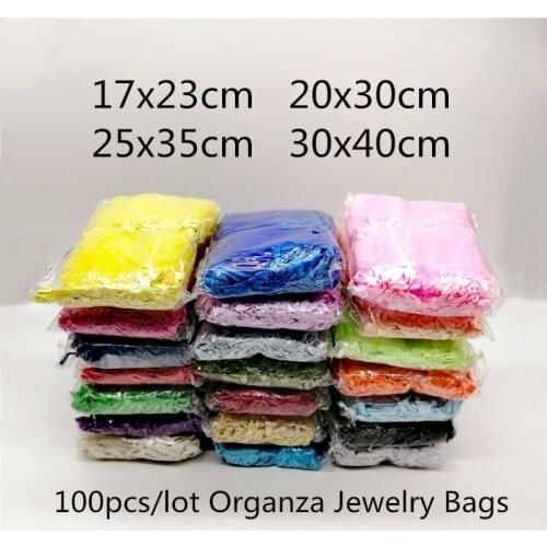 100pcs Organza Drawstring Jewellery Bag 17x23cm Wedding Party Christmas Gift Bags For Jewelry Packaging For Jewelry Pouch Bag