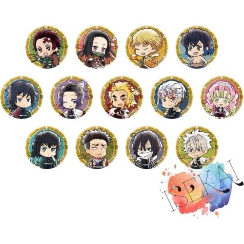 Demon Slayer: Kimetsu no Yaiba Anime Badge Kamado Nezuko Tanjirou Zenitsu Inosuke Giyuu Mitsuri Muichiro Metal Badge Brooch Pins
