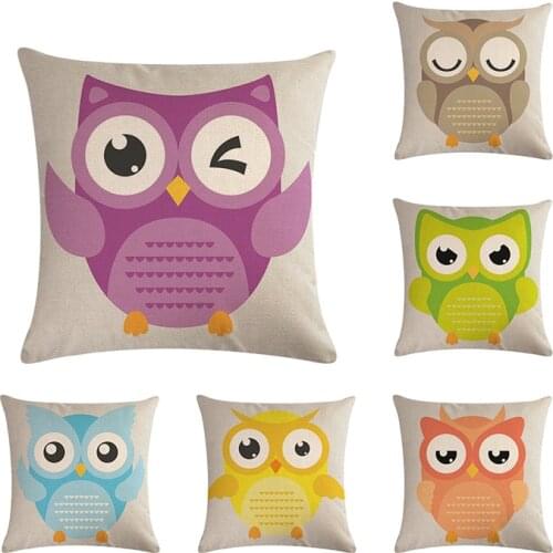 Cartoon Colorful Owl Animal Cushions Covers Stripe Pillows Covers Children Bedroom Throw Pillows Cases Cover Home Decor 45*45cm