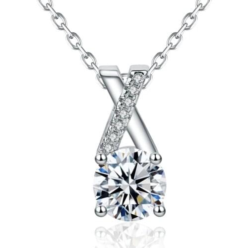 Real 925 Silver Necklaces For Women Classic Sterling Silver Jewelry Pure 925 Sterling Silver Letter X Crystal Pendant Necklaces