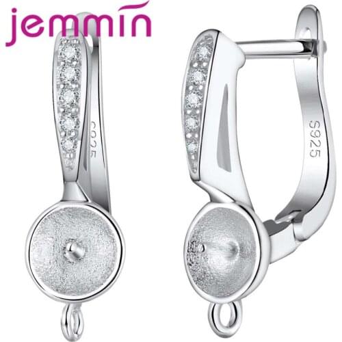 Original 925 Sterling Silver Jewelry Components Elegant Crystal Hoop Earring for Rhinestone Inset DIY Earrings