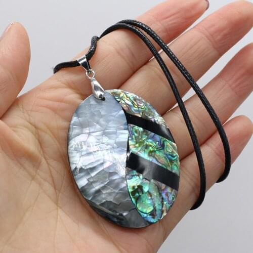 Natural Shell Necklace With Egg-Shaped Pendant Leather Cord 2MM Charms For Elegant Women Love Romantic Gift