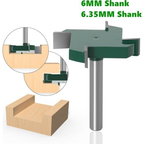 1/4" or 6mm Shank 4 Edge T Type Slotting Cutter Woodworking Tool Router Bits For Wood Industrial Grade Milling Cutter Slotting