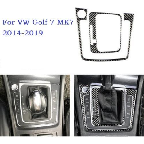 Fit For Golf MK7 GTI R 2014-2019 Real Carbon Fiber Interior Console Gear Shift Panel Trim Car Accessories