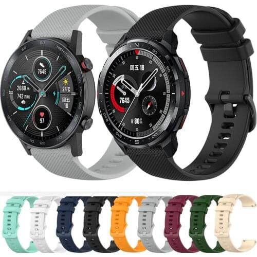 For Honor Watch GS Pro ES Strap Grid Pattern Silicone Watchbands 22mm 20mm Watch Band Bracelet For Honor Magic Watch 2 46mm 42mm