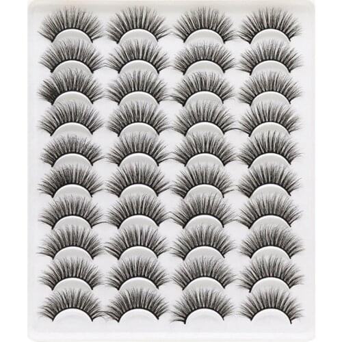 20 Pairs 3D Chemical Fiber Lashes Natural False Eyelashes Dramatic Volume Fake Lashes Makeup Extension Eyelashes