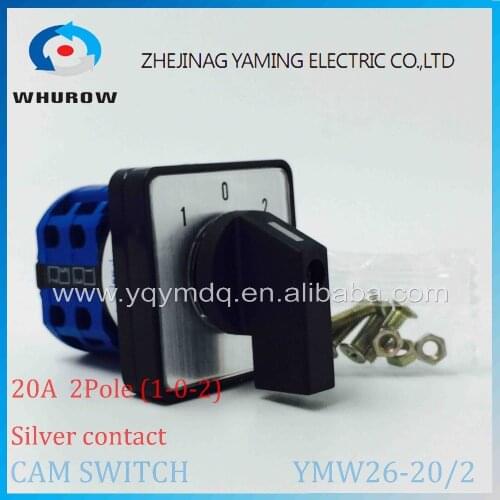 LW26-20/2 Rotary switch knob 3 position 102 High quality changeover cam switch Ui 690V Ith 20A 2 phase 8 terminals DC voltage