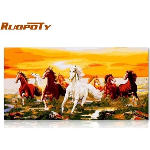 RUOPOTY Frame Running Horse DIY Painting By Numbers Large Size Animals Modern Wall Art Picture Handpainted For Living Room