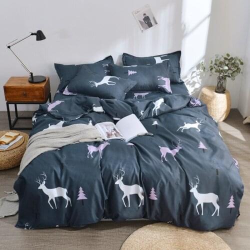 3/4pcs Twin Full Queen King Size Bedding Set luxury Cartoon Deer Family bed Sheet Duvet Cover Pillowcase Single Double bed set