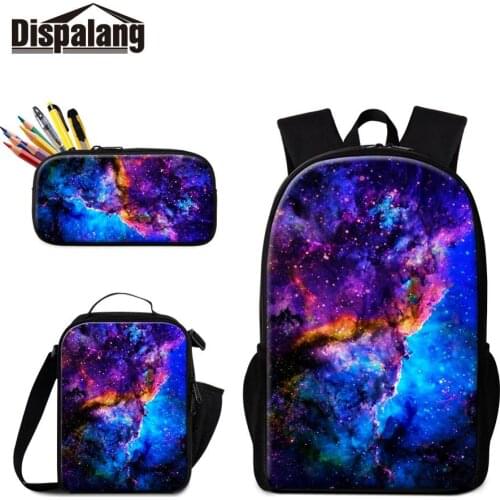 School Backpack Cool Insulated Lunch Case for Boys Colorful Starry Logo Trendy Thermal Cooler Pouch Bags Bookbag Children Pencil