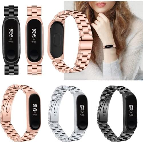 Replace Wrist Strap Metal Stainless Steel For Xiaomi Mi Band 3 &4 Wristband Smart Watch Band Screwless Stainless Steel