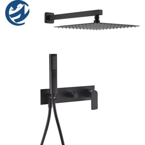 Black Newly Conceal Rain Shower Faucet Bathroom Shower Faucet Set Brass/304 Stainless Steel Wall Mounted Shower Faucet Set