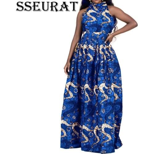 SSEURAT 2021 New African Clothes Ankara Dashiki Print Dress Fashion Party Dresses for Women Robe Africaine