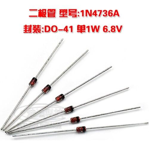 Zener Diode 1N4736A DO-41 Single 1W 6.8V Straight Glass Tube 1N4736 Regulator