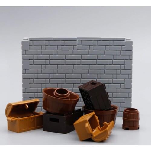 Building Blocks City Food Box Accessory Pirates Treasure Chest Crate Barrel Creator Figure Parts Bricks Toy compatible with lego