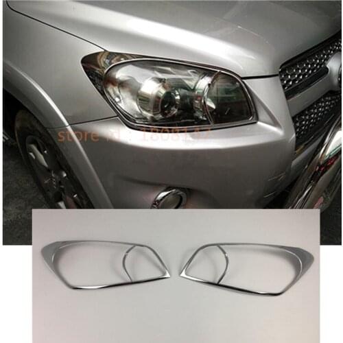 Car Body Front Head Light Lamp Hood Molding Frame Stick ABS Chrome Cover Trim 2pcs For Toyota RAV4 2009 2010 2011 2012