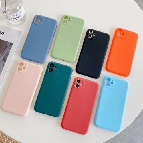 Precise Hole Position Pure Color Silicone Case for iPhone 11Pro Max X XS XR Mobile Phone Case for iPhone7p female 8plus 12 Pro