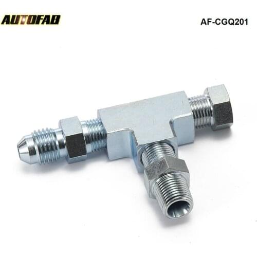 Turbo Adapter Tee Fitting 1/8NPT to 4AN w/ Plug Block Oil Feed Pressure Sensor AF-CGQ201