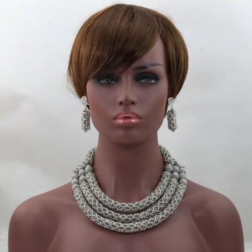 Unique Grey Gray Costume African Jewellery Sets African Women Style Nigerian Wedding Crystal Beads Jewelry Free Shipping ALJ617