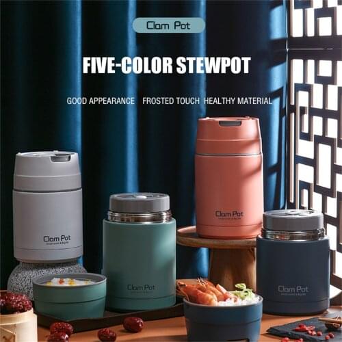 Vacuum Insulated Food Jar - Stainless Steel Food Thermos With Folding Spoon Stainless Steel Lunch Insulation Pot For Hot Food