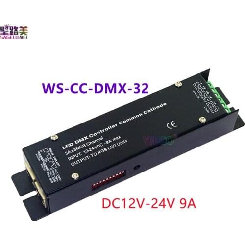 WS-DMX-CC-24CH/WS-CC-DMX-32 DMX512 Decoder 24A/9A 24channel 8group High Frequency 3CH DMX512 RGB controller for led strip light