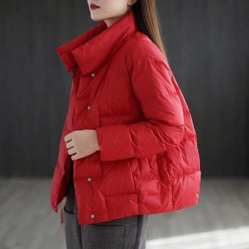 2021 New Autumn Winter Women Short Cotton-Padded Jacket Loose Stand-Up Collar Lady