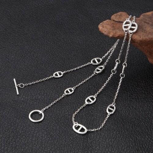 2020 Women Men Tassel Necklace 100% 925 Sterling silver Day Word Taijiao Chain Personalized Pendant Necklace 925 Fashion Jewelry