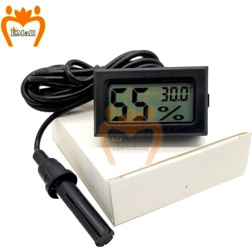 LCD Digital Thermometer Hygrometer With Battery Temperature Gauge Tester Incubator Aquarium Humidity Meter 1.5M Sensor Probe