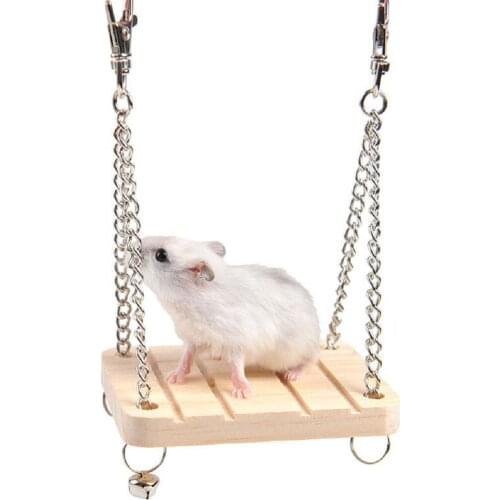 1pc Small Pet Swing Hamster Chinchilla Toy Wooden Swing Harness Hanging Bed Parrot Rest Mat Pet Hanging Pet Toys Accessories