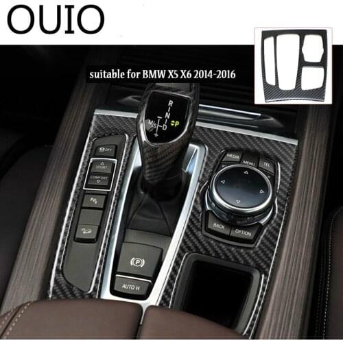 1pc car-styling Carbon Fiber Gear Shift Panel Interior Decorative Stickers on cars For BMW X5 X6 E71 E70 2014-2016 accessories