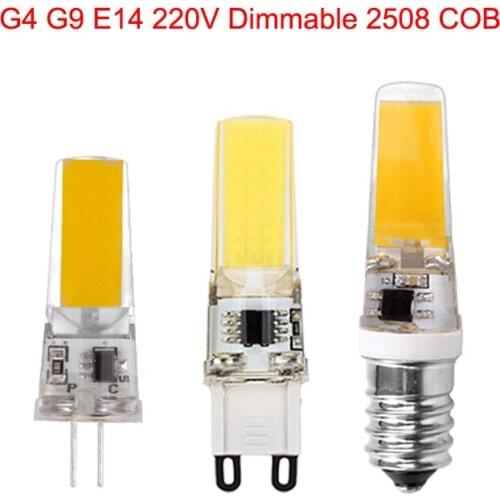10pcs LED Bulb G4 G9 E14 Dimmable 220v 6w 2508 COB Mini Small Spotlight Chandelier Crystal Pendant Replace 60w Halogen Lamp