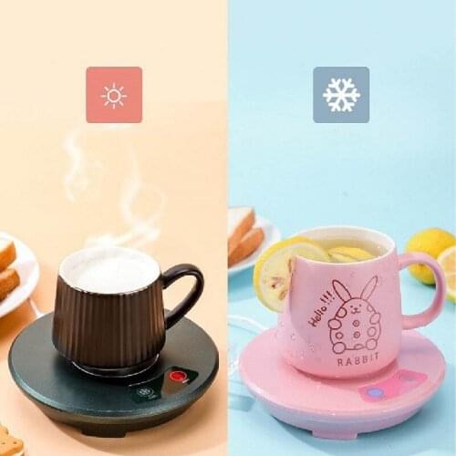 2 in 1 Cup Heater Cooling Cup Thermostatic Hot Tea Makers USB Charge Heating Coaster Heater for Coffee Milk Tea Warmer Pad 5V