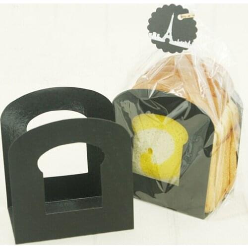 Packing Bag With Base Bread Bag Black Tray Food Grade Toast Transparent Window-Open Bakery Oil-Absorbing Packing Tool 20/50pcs