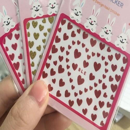 3D Sweet Heart Nail Sticker Black Red White Glitter Sliders For Nails Temporary Tattoo Decal Decorations All For Manicure