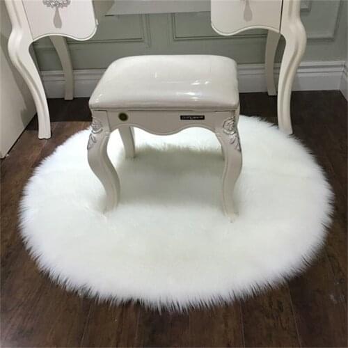 60X60cm long wool round faux fur fluffy white sofa rug seat mat baby photo props background blanket room decoration table mat