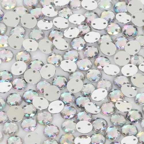 6mm Double Hole Flat Bottom Acrylic Drill Round Chamfered Surface DIY Crystal Face Decoration