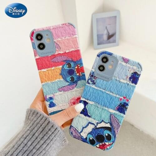 DISNEY Stitch Painted Couple Phone Case Anti-drop Case for iPhone 11 Phone Cases Anime XR XS Cover Shell zz0510