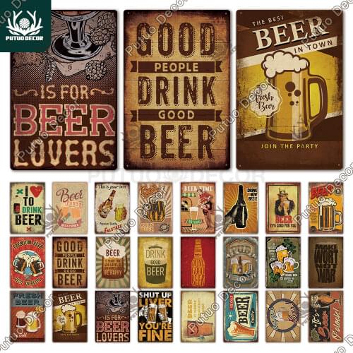 Beer Vintage Metal Sign Metal Poster Plaque Tin Sign Wall Decor for Club Man Cave Bar Pub Iron Painting